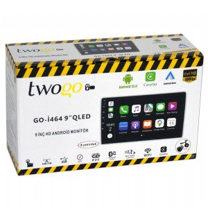Twogo GO-i464 Android Monitör 9 inç QLed HD Dokunmatik Ekran (Carplay, 4GB+64GB, 60Wx4, BT)